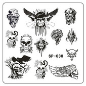 Νέα 2017 Nails 1Pc από ανοξείδωτο ατσάλι Halloween Skull Series Nail Art Πλάκες νυχιών Αξεσουάρ για νύχια SP030