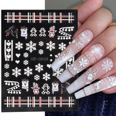 5D Χειμερινό Χριστουγεννιάτικο ανάγλυφο αυτοκόλλητο χριστουγεννιάτικο πουλόβερ Νιφάδα χιονιού κινούμενα σχέδια Santa Elk Σχέδιο χαραγμένο Διακόσμηση νυχιών BESW5D