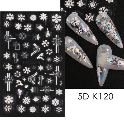 5D Χειμερινό Χριστουγεννιάτικο ανάγλυφο αυτοκόλλητο χριστουγεννιάτικο πουλόβερ Νιφάδα χιονιού κινούμενα σχέδια Santa Elk Σχέδιο χαραγμένο Διακόσμηση νυχιών BESW5D