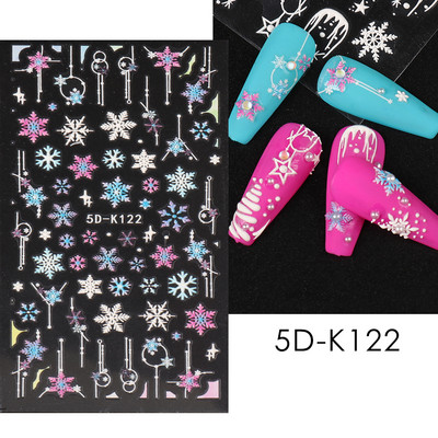 5D Χειμερινό Χριστουγεννιάτικο ανάγλυφο αυτοκόλλητο χριστουγεννιάτικο πουλόβερ Νιφάδα χιονιού κινούμενα σχέδια Santa Elk Σχέδιο χαραγμένο Διακόσμηση νυχιών BESW5D