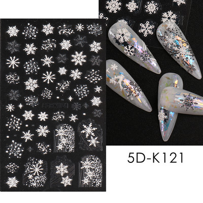 5D Χειμερινό Χριστουγεννιάτικο ανάγλυφο αυτοκόλλητο χριστουγεννιάτικο πουλόβερ Νιφάδα χιονιού κινούμενα σχέδια Santa Elk Σχέδιο χαραγμένο Διακόσμηση νυχιών BESW5D