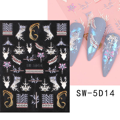 5D Χειμερινό Χριστουγεννιάτικο ανάγλυφο αυτοκόλλητο χριστουγεννιάτικο πουλόβερ Νιφάδα χιονιού κινούμενα σχέδια Santa Elk Σχέδιο χαραγμένο Διακόσμηση νυχιών BESW5D