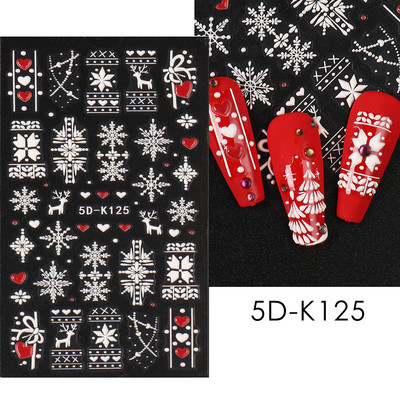 5D Χειμερινό Χριστουγεννιάτικο ανάγλυφο αυτοκόλλητο χριστουγεννιάτικο πουλόβερ Νιφάδα χιονιού κινούμενα σχέδια Santa Elk Σχέδιο χαραγμένο Διακόσμηση νυχιών BESW5D