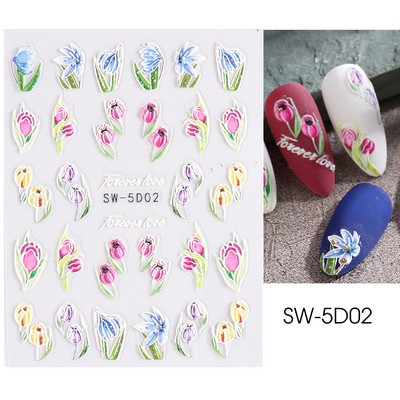 5D Χειμερινό Χριστουγεννιάτικο ανάγλυφο αυτοκόλλητο χριστουγεννιάτικο πουλόβερ Νιφάδα χιονιού κινούμενα σχέδια Santa Elk Σχέδιο χαραγμένο Διακόσμηση νυχιών BESW5D