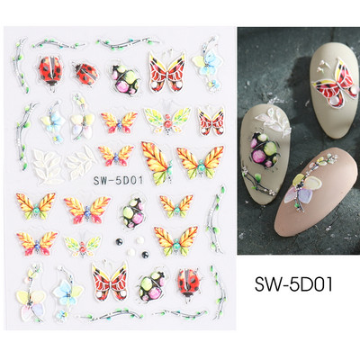 5D Χειμερινό Χριστουγεννιάτικο ανάγλυφο αυτοκόλλητο χριστουγεννιάτικο πουλόβερ Νιφάδα χιονιού κινούμενα σχέδια Santa Elk Σχέδιο χαραγμένο Διακόσμηση νυχιών BESW5D