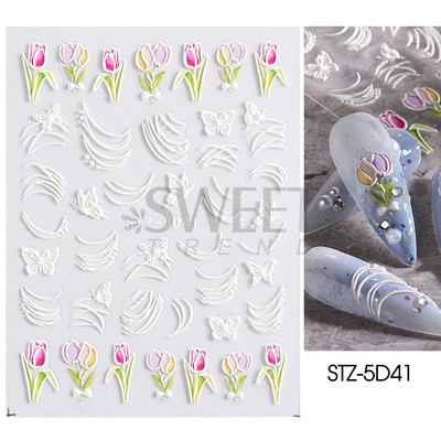 5D Χειμερινό Χριστουγεννιάτικο ανάγλυφο αυτοκόλλητο χριστουγεννιάτικο πουλόβερ Νιφάδα χιονιού κινούμενα σχέδια Santa Elk Σχέδιο χαραγμένο Διακόσμηση νυχιών BESW5D