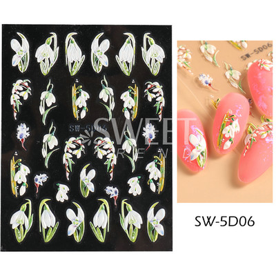 5D Χειμερινό Χριστουγεννιάτικο ανάγλυφο αυτοκόλλητο χριστουγεννιάτικο πουλόβερ Νιφάδα χιονιού κινούμενα σχέδια Santa Elk Σχέδιο χαραγμένο Διακόσμηση νυχιών BESW5D