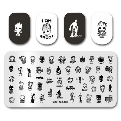 Στάμπινγκ νυχιών MouTeen142 Cartoon Disney Baby Yoda Nail Art Plates Stamp King Σετ μανικιούρ για στάμπα νυχιών