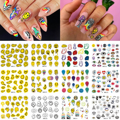 Wave Lines Nail Slider Αυτοκόλλητα Τατουάζ Γεωμετρικοί στροβιλισμοί Μεταφορά Νυχιών Μεταφορά Νερού Αυτοκόλλητα Γαλλικού στυλ Διακόσμηση Manciture