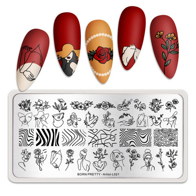 BORN PRETTY Eggshell Texture Line Πλάκες σφραγίδας νυχιών για νύχια Πρότυπο σανίδας τέχνης νυχιών από ανοξείδωτο χάλυβα στένσιλ
