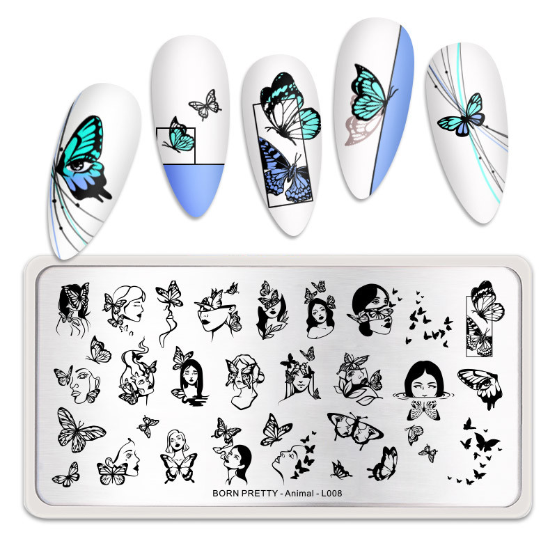 BORN PRETTY Eggshell Texture Line Πλάκες σφραγίδας νυχιών για νύχια Πρότυπο σανίδας τέχνης νυχιών από ανοξείδωτο χάλυβα στένσιλ