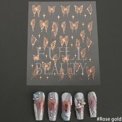 Αυτοκόλλητα για νύχια Black Stars Blooming Gradient Hollow Starlight Hexagram Heart Butterfly Dark style Cool Girl Manicure Decal LS-J56