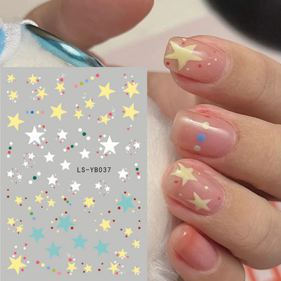 Αυτοκόλλητα για νύχια Black Stars Blooming Gradient Hollow Starlight Hexagram Heart Butterfly Dark style Cool Girl Manicure Decal LS-J56