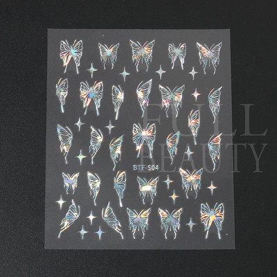 Αυτοκόλλητα για νύχια Black Stars Blooming Gradient Hollow Starlight Hexagram Heart Butterfly Dark style Cool Girl Manicure Decal LS-J56