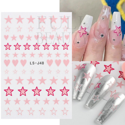 Αυτοκόλλητα για νύχια Black Stars Blooming Gradient Hollow Starlight Hexagram Heart Butterfly Dark style Cool Girl Manicure Decal LS-J56