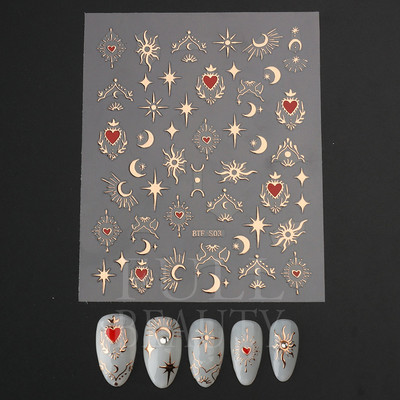 Αυτοκόλλητα για νύχια Black Stars Blooming Gradient Hollow Starlight Hexagram Heart Butterfly Dark style Cool Girl Manicure Decal LS-J56