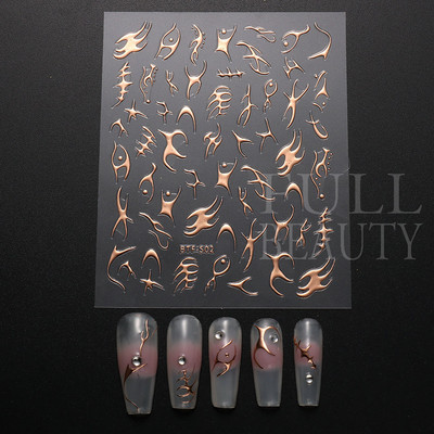 Αυτοκόλλητα για νύχια Black Stars Blooming Gradient Hollow Starlight Hexagram Heart Butterfly Dark style Cool Girl Manicure Decal LS-J56