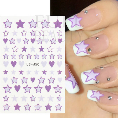 Αυτοκόλλητα για νύχια Black Stars Blooming Gradient Hollow Starlight Hexagram Heart Butterfly Dark style Cool Girl Manicure Decal LS-J56