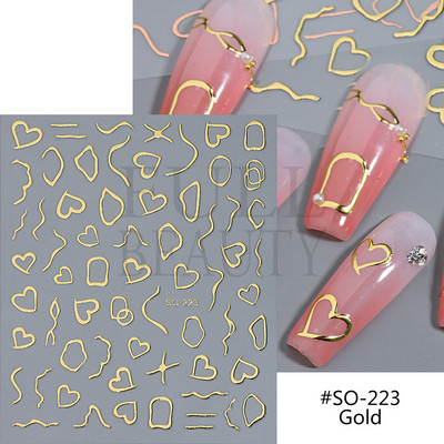 Αυτοκόλλητα για νύχια Black Stars Blooming Gradient Hollow Starlight Hexagram Heart Butterfly Dark style Cool Girl Manicure Decal LS-J56