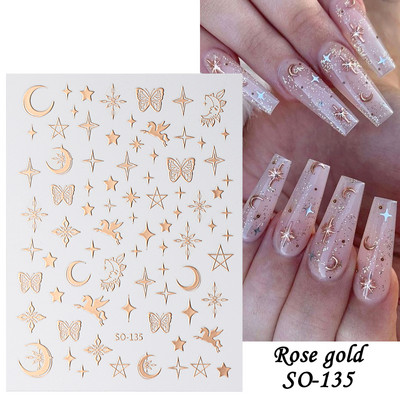 Αυτοκόλλητα για νύχια Black Stars Blooming Gradient Hollow Starlight Hexagram Heart Butterfly Dark style Cool Girl Manicure Decal LS-J56