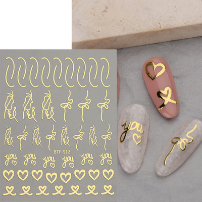 Αυτοκόλλητα για νύχια Black Stars Blooming Gradient Hollow Starlight Hexagram Heart Butterfly Dark style Cool Girl Manicure Decal LS-J56