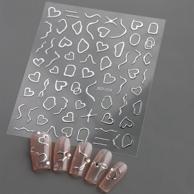 Αυτοκόλλητα για νύχια Black Stars Blooming Gradient Hollow Starlight Hexagram Heart Butterfly Dark style Cool Girl Manicure Decal LS-J56
