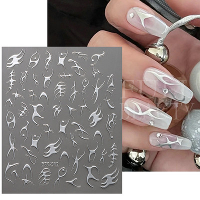 Αυτοκόλλητα για νύχια Black Stars Blooming Gradient Hollow Starlight Hexagram Heart Butterfly Dark style Cool Girl Manicure Decal LS-J56