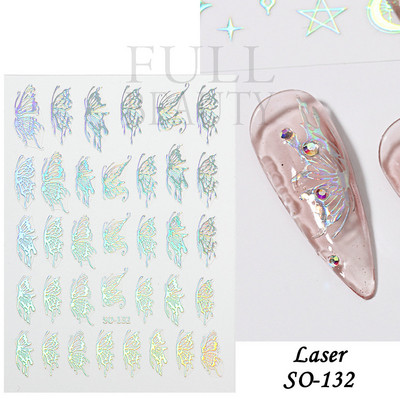 Αυτοκόλλητα για νύχια Black Stars Blooming Gradient Hollow Starlight Hexagram Heart Butterfly Dark style Cool Girl Manicure Decal LS-J56