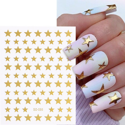 Αυτοκόλλητα για νύχια Black Stars Blooming Gradient Hollow Starlight Hexagram Heart Butterfly Dark style Cool Girl Manicure Decal LS-J56