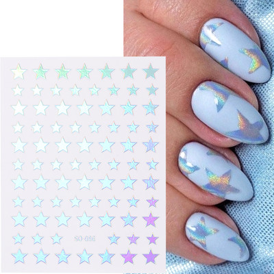 Αυτοκόλλητα για νύχια Black Stars Blooming Gradient Hollow Starlight Hexagram Heart Butterfly Dark style Cool Girl Manicure Decal LS-J56