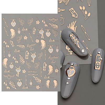 Αυτοκόλλητα για νύχια Black Stars Blooming Gradient Hollow Starlight Hexagram Heart Butterfly Dark style Cool Girl Manicure Decal LS-J56