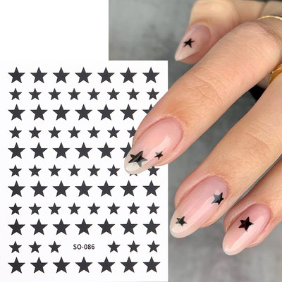 Αυτοκόλλητα για νύχια Black Stars Blooming Gradient Hollow Starlight Hexagram Heart Butterfly Dark style Cool Girl Manicure Decal LS-J56