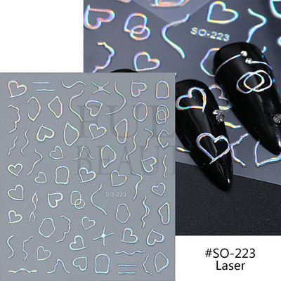 Αυτοκόλλητα για νύχια Black Stars Blooming Gradient Hollow Starlight Hexagram Heart Butterfly Dark style Cool Girl Manicure Decal LS-J56