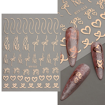 Αυτοκόλλητα για νύχια Black Stars Blooming Gradient Hollow Starlight Hexagram Heart Butterfly Dark style Cool Girl Manicure Decal LS-J56
