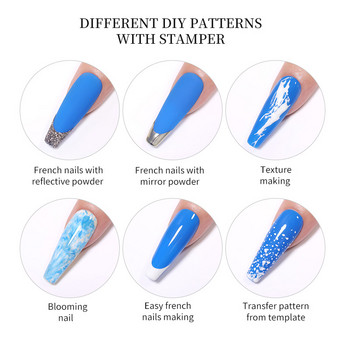 BORN PRETTY French Nail Stmaper Christmas Clear Silicone Stampers Kit Snowflake Nail Art Stamper & Scraper for Manicures Design