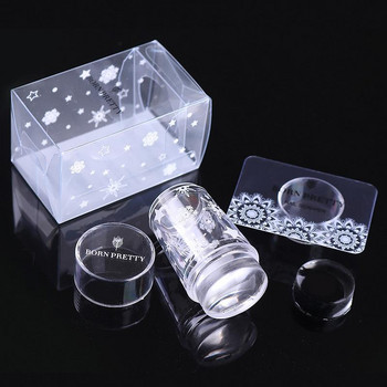BORN PRETTY French Nail Stmaper Christmas Clear Silicone Stampers Kit Snowflake Nail Art Stamper & Scraper for Manicures Design