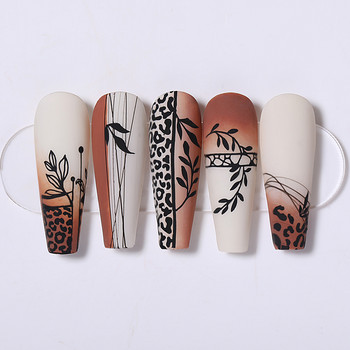 NICOLE DIARY Snake Leopard Nail Stamping Plates Geometry Line Leaves Flowers Design Printing Plates Nails Art Stencil Stamp Tool