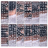 Leafs Flower Stripe Design Plate Stamping Abstract Lady Face Stamp Stamp Templates Leaf Floral Printing Stencil Templates Nail