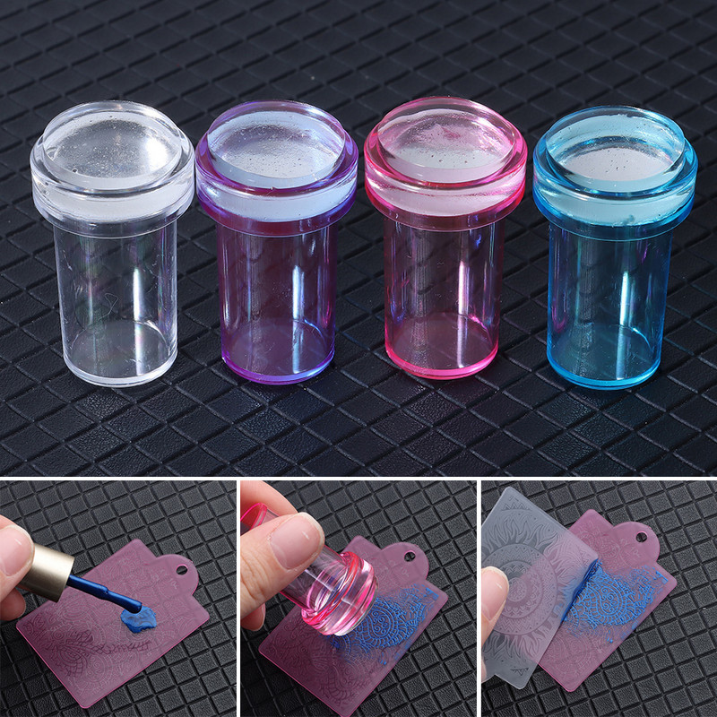 Νέο 2 τμχ Διαφανές σετ ξύστρων για σφραγίδες νυχιών με σφραγίδα σιλικόνης Εργαλείο πλάκας νυχιών για γαλλική άκρη σιλικόνης DIY σχέδιο νυχιών