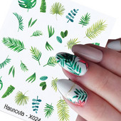 Harunouta Simple Green Theme Nail Water Decal Αυτοκόλλητο Summer DIY Slider for Manicuring Watercolor Flower Leaf Nail Art Watermark