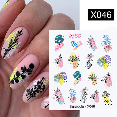 Harunouta Simple Green Theme Nail Water Decal Αυτοκόλλητο Summer DIY Slider for Manicuring Watercolor Flower Leaf Nail Art Watermark