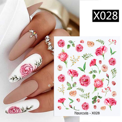 Harunouta Simple Green Theme Nail Water Decal Αυτοκόλλητο Summer DIY Slider for Manicuring Watercolor Flower Leaf Nail Art Watermark