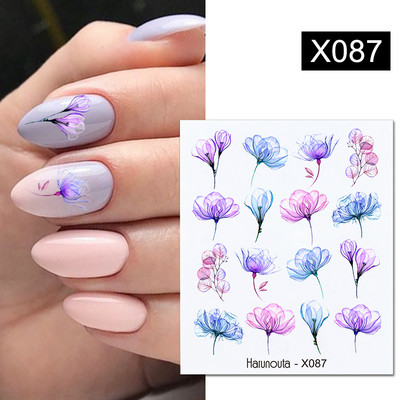 Harunouta Simple Green Theme Nail Water Decal Αυτοκόλλητο Summer DIY Slider for Manicuring Watercolor Flower Leaf Nail Art Watermark