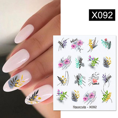Harunouta Simple Green Theme Nail Water Decal Αυτοκόλλητο Summer DIY Slider for Manicuring Watercolor Flower Leaf Nail Art Watermark