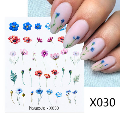 Harunouta Simple Green Theme Nail Water Decal Αυτοκόλλητο Summer DIY Slider for Manicuring Watercolor Flower Leaf Nail Art Watermark