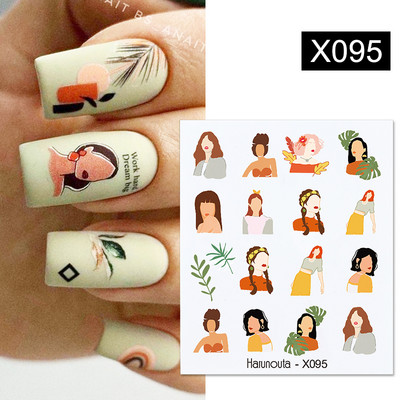 Harunouta Simple Green Theme Nail Water Decal Αυτοκόλλητο Summer DIY Slider for Manicuring Watercolor Flower Leaf Nail Art Watermark