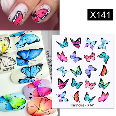 Harunouta Simple Green Theme Nail Water Decal Αυτοκόλλητο Summer DIY Slider for Manicuring Watercolor Flower Leaf Nail Art Watermark