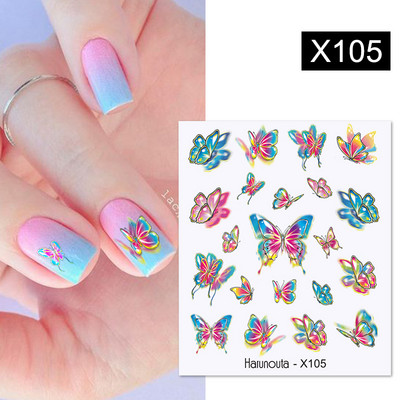 Harunouta Simple Green Theme Nail Water Decal Αυτοκόλλητο Summer DIY Slider for Manicuring Watercolor Flower Leaf Nail Art Watermark