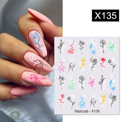Harunouta Simple Green Theme Nail Water Decal Αυτοκόλλητο Summer DIY Slider for Manicuring Watercolor Flower Leaf Nail Art Watermark