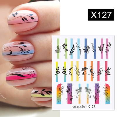 Harunouta Simple Green Theme Nail Water Decal Αυτοκόλλητο Summer DIY Slider for Manicuring Watercolor Flower Leaf Nail Art Watermark